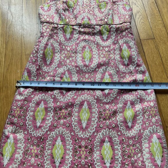 Milly Sz 4 Pink Gold Metallic Brocade Embroidered Sleeveless Cutout Sheath Dress - Picture 11 of 15